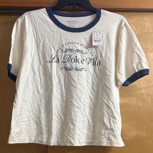 NWT Mighty Fine La Dolce Vita Cropped 100% Cotton Shirt Size 2X